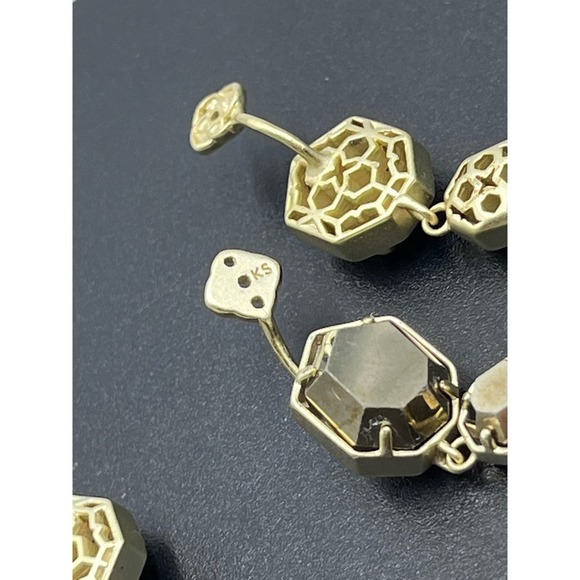 Kendra Scott Ruthie Studs Dangle Drop Gold Plated Pyrite 2 in 1 Earrings - Picture 8 of 15